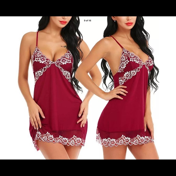 Other - Red Sexy Open Back Lace Lingerie Nightdress sz XL